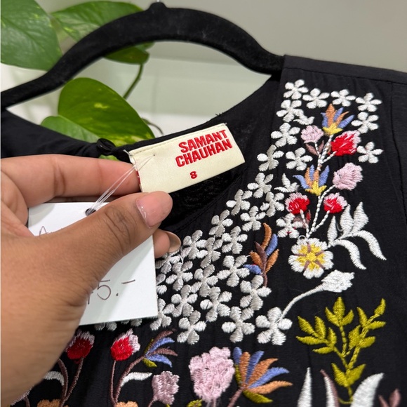 Anthropologie Samant Chauman | Embroidered Floral Maxi Dress sz 8 - Picture 3 of 7